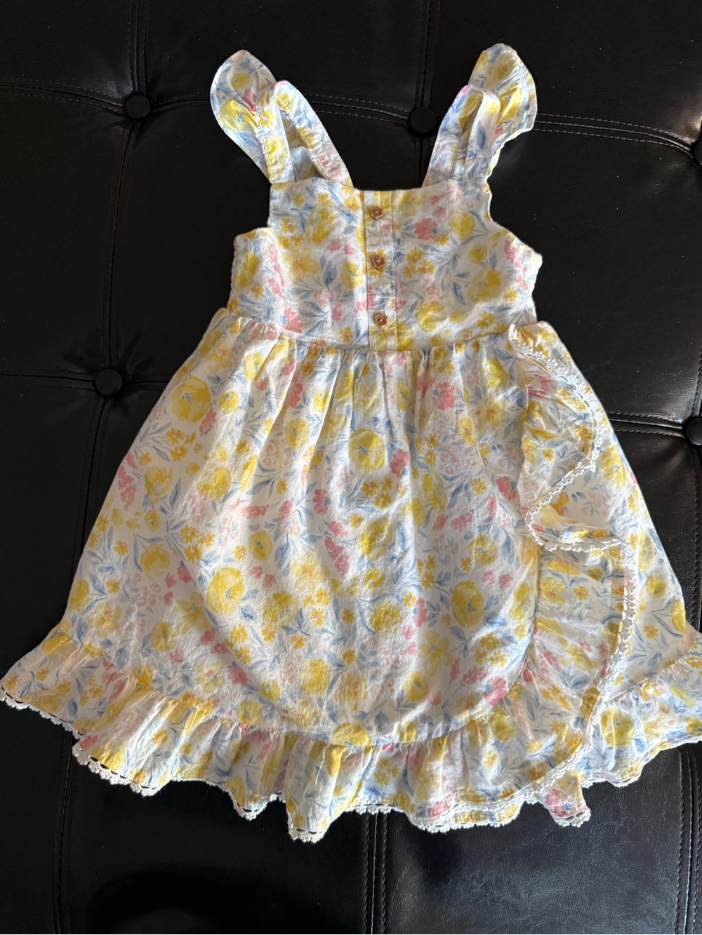 Tommy Bahama Yellow Floral Ruffle Sundress with Pastel Accents